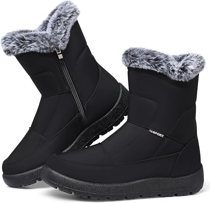 SHIBEVER Women's Winter Snow Boots: Waterproof Fur-Lined Ankle Booties