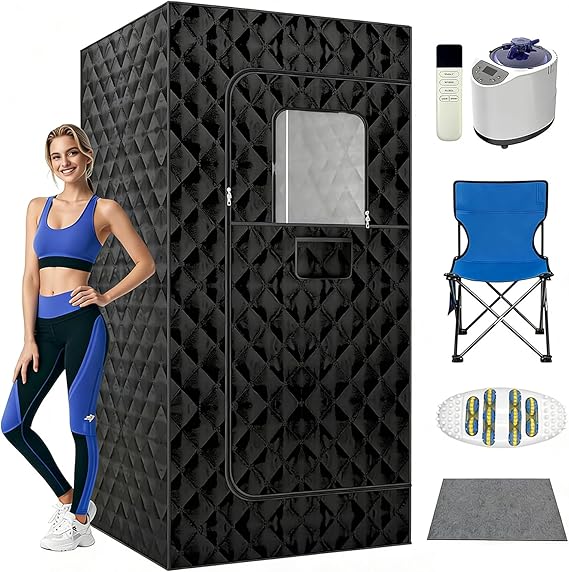 Portable Steam Sauna, Home Sauna with 3L 1200W Steamer, Remote Control, Personal Full Body Sauna Pod for Home, Gym, Garage