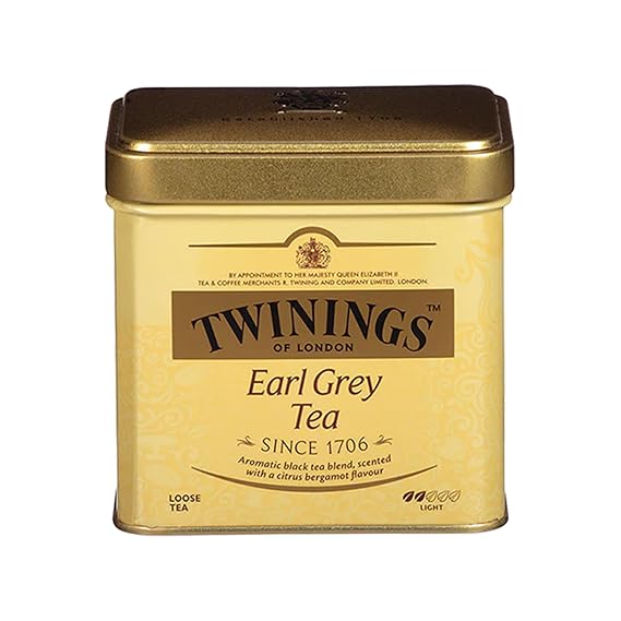 Twinings Earl Grey Loose Tea Tins, 7.05 Ounce Tins (Pack of 1), Smooth, Flavourful, Robust Black Tea Leaves, Caffeinated, Enjoy Hot or Iced