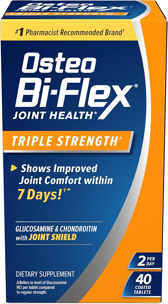 Osteo Bi-Flex Triple Strength Glucosamine Chondroitin Supplement, 40 Ct | Improve Joint Function, Strength, Flexibility, Mobility 40 Coated Tablets