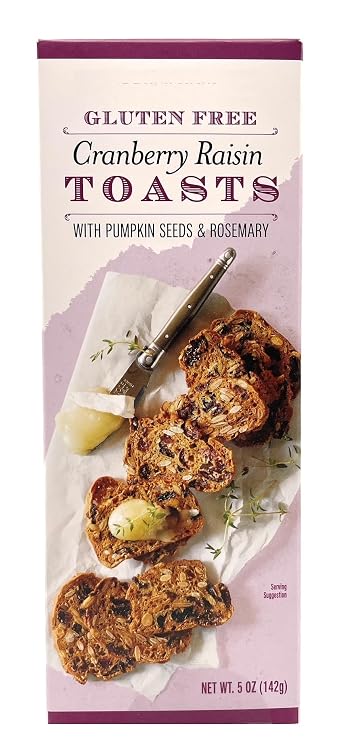 Gluten Free Cranberry Raisin Toasts 5oz/142g Pack of 1 | Pumpkin Seeds, Rosemary