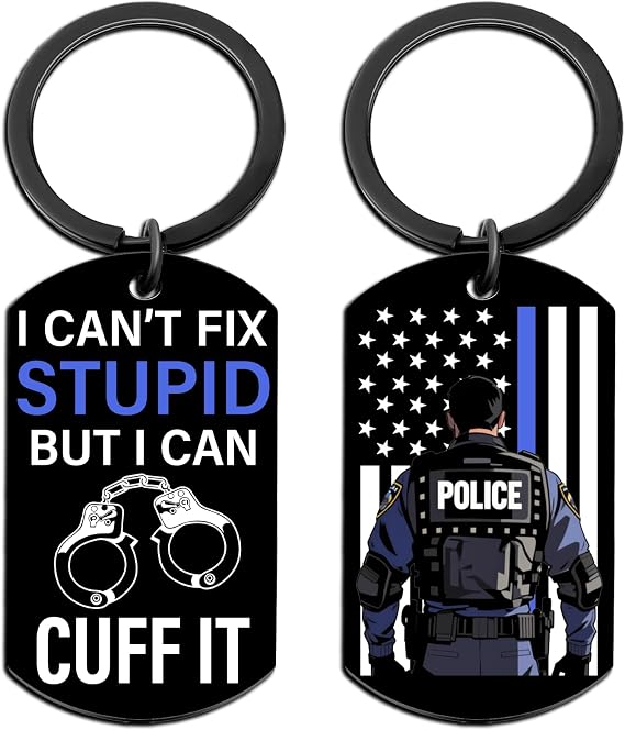 Aisity Police Officer Gifts for Men Cool Police Stuff Keychain for Policeman Officers Law Enforcement Gift Sheriff Academy Graduation Birthday Gift for Boyfriend Husband