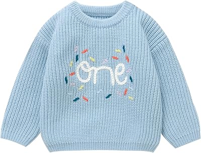 DovFanny Toddler Baby Girl Boy Knit Sweater Long Sleeve Cozy Knitted Jumper Cute Pattern Winter Gift