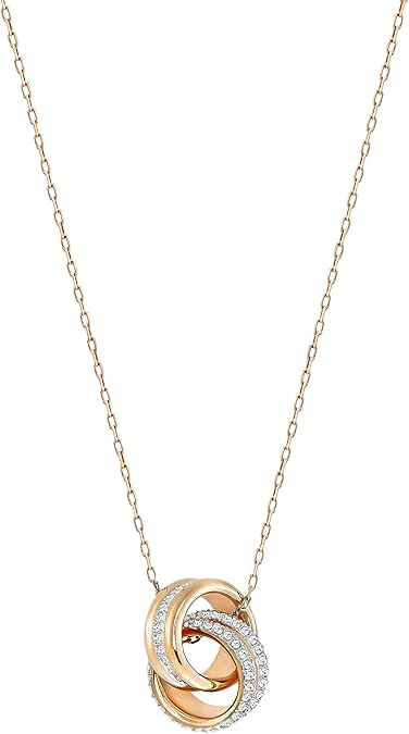 Swarovski Jewelry Crystal Elegance Necklace Collection, with Crystals and Clear Stones on Rhodium and Rose Gold-Tone Finished Metal