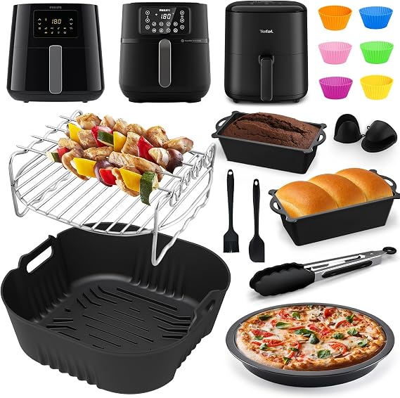 Hot Air Fryer Accessory for Philips Essential Airfryer XL 6.2L HD9270/90 Philips 5000 Series XXL 7.2L HD9285/90 Airfryer Silicone Mould Accessories Cooking Grate etc. for Tefal Easy Fry Max 5L