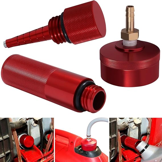For Honda EU3000i EU2000i EU1000i Generator Extended Run Gas Cap, Mess Free Oil Change Funnel & Magnetic Oil Dipstick Upgrade Red Aluminum