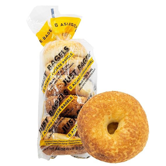 Just Bagels Asiago Bagels - 8 Packs Of 6 Bagels Per Pack - 48 Total Non-GMO