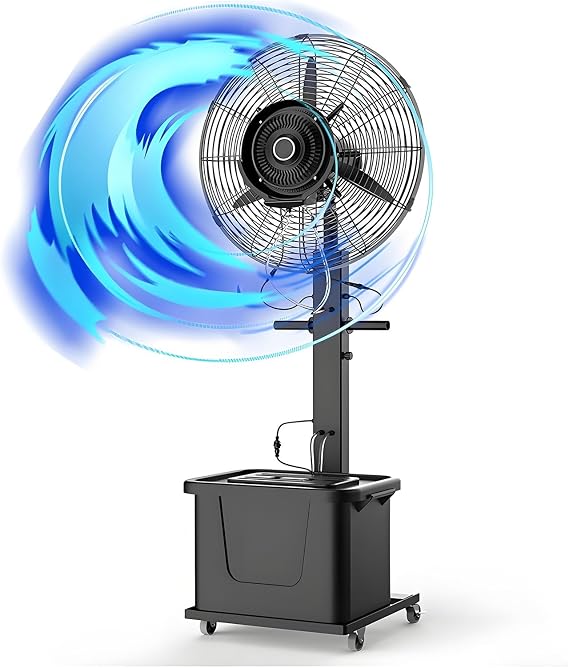Outdoor Oscillating Misting Fan, Industrial Cool Mist Fan with 11 Gallon Water Tank, 3 Speeds Commercial Floor Fan, Cooling Fan for Backyards Residential Greenhouse(650mm/26in)