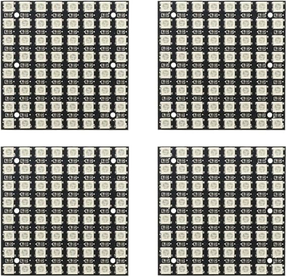 4-Pack 64-Bit for WS2812B LED for MATRIX Panel 5050 RGB Full Color 65x65cm 5V Digital Control for Arduino DIY Electronics Projects