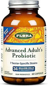 Flora - Advanced Adult's Blend Probiotic, Seven Senior-Specific Strains, Gluten Free, Raw Probiotic with 34 Billion Cells, 60 Capsules