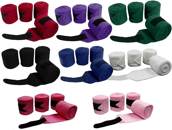 Derby Originals Set of 4 Super Soft Fleece Horse Polo Wraps with Velcro