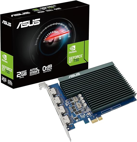 ASUS GeForce GT 730 2GB DDR5 graphics card (4 x HDMI, single-slot design, passive cooling, GPU Tweak II, GT730-4H-SL-2GD5)