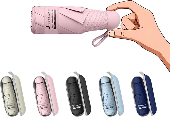 BAODINI Mini Travel Umbrella with UV Sun Protection, Compact Pocket-Size