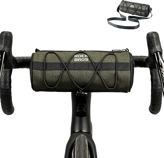 ROCKBROS Bike Handlebar Bag Small Bicycle Handle Bar Bag Handy Front Bike Bags Handlebar Storage Pouch Pack with Shoulder Strap Little Mountain Road Bike Barrel Bag
