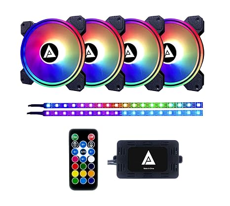 Apevia ET42-RGB Electro 120mm RGB Fan 4-Pack w/ 2 LED Strips & Remote