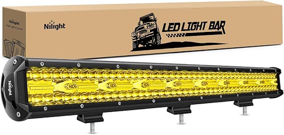 Nilight LED Light Bar 26 Inch 540W Yellow Flood Spot Combo Triple Row Driving Lamp Roof Bumper Off Road LED Work Lights Pods for Van Camper Wagon Car Pickup Golf Cart ATV UTV SUV Truck Boat 4x4
