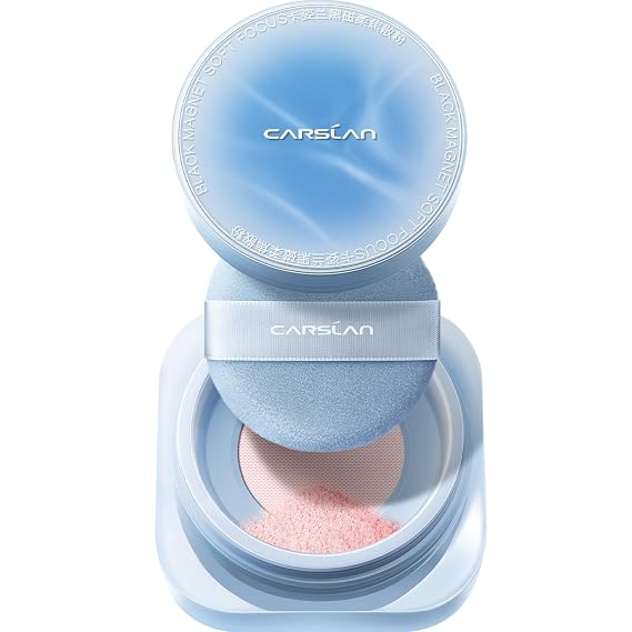CARSLAN 2.0 Black Magnet Soft Focus Make Up Powder, Cool Version | 24H Oil Control Loose Setting Powder, Soft Matte Finish, Talc-Free, Daily Wear, 05 Pink For Dry&Com Skin, 0.28Oz