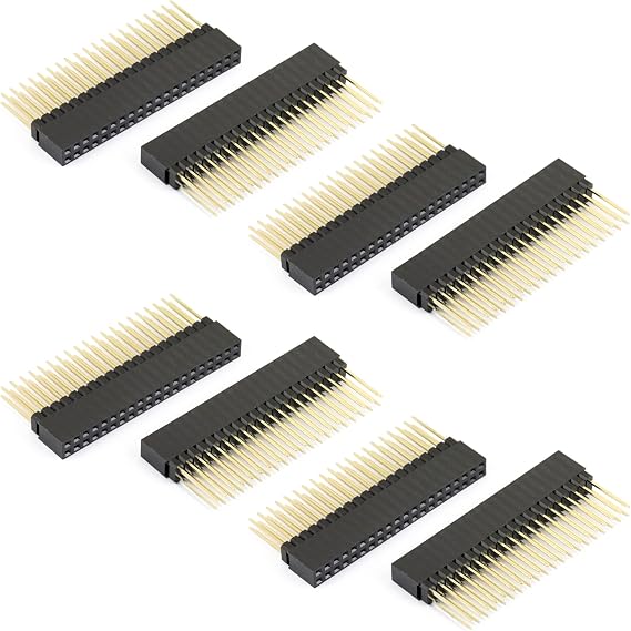 8pcs 2x20 Extra Tall Female 0.1" Pitch Stacking Header 40 Pins Compatible for Raspberry Pi A+/B+/Pi 2/Pi 3 Extra Tall Header