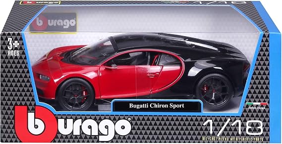 Maisto Bugatti Chiron Sport 1/18 Diecast Model Car - Black/Red (18-11044-00000022)