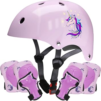 Kids Helmet with Knee Pads Elbow Pads and Wrist Guards,Child Protective Gear for Boys Girls Age 3-5-8 Years fit Roller Skates, Skateboarding, Scooter Bicycle Skate Scooter Skateboard
