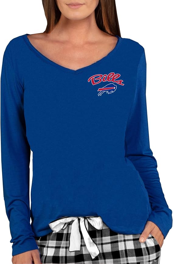 Concepts Sport Women's NFL Marathon Knit Long Sleeve Lightweight V-Neck Lounge Top