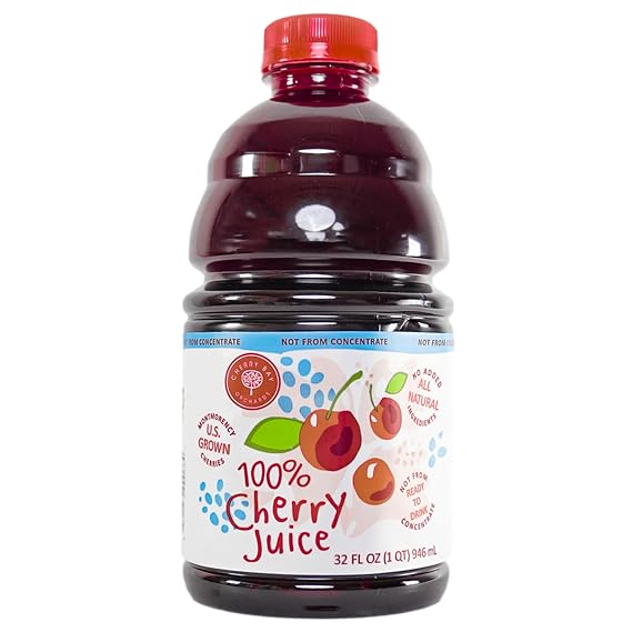 Cherry Bay Orchards Tart Cherry Juice, 32 oz Bottle - Cherry Juice Promotes Health and Wellbeing - Not from Concentrate - All natural ingredients, gluten free, non GMO, Kosher certified, no preservatives, no added sugar, no added sulfites