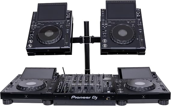 Headliner Avalon Dual CDJ Stand 2 Compatible with Most CDJ Players; Adjustable Arms Elevate CDJs Above DJ Equipment, Turntables & Mixers