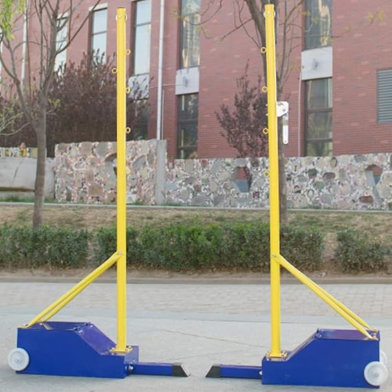 Portable Move Volleyball Net Stand, Heavy Duty Badminton Net Rack with Poles and Fillable Base, Indoor Outdoor Volleyball Poles for Garden, Sports Field