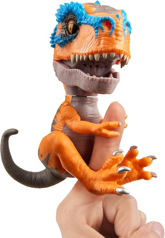 Untamed T-Rex by Fingerlings Scratch (Orange) - Interactive Collectible Dinosaur - By WowWee