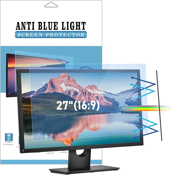 LAMA 27” Universal Computer Monitor Screen Filter (WxH:23.54"*13.26"), 27 Inch Blue Light Blocking Screen Protector, Anti Blue Light, Anti Glare, Anti-UV, Eye Protection, Reduce Eye Strain(27" 16:9)