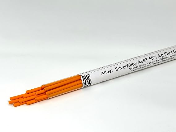 SilverAlloy 56% Ag BAg-7 1/16" x 18" Flux Coated Silver Solder Brazing Rods (12-Rods)
