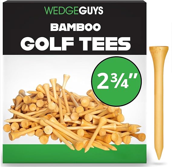 Wedge Guys Bamboo Golf Tees 2-3/4" & 3-1/4" | 100,250,500 or 1000 pcs. | Extra Durable & Stronger Than Wood Tees | Biodegradable & Less Friction | PGA Professional Approved, Golf Tees Bulk Bag
