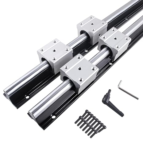 Linear Rail 2Pcs SBR16-1000mm Linear Rail Guide, SBR16 Linear Slide Rails with 4Pcs SBR16UU Carriage Bearing Blocks, 16mm Linear Rail Kit SBR16 Linear Guide for Automated Machines