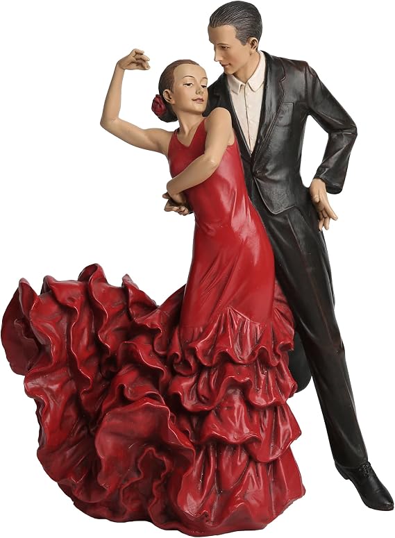 Dancer Couple Statue, Hand Painted Wedding Sculpture Modern Home Decor, 10 Inches Bride Groom Figurines Unique Gifts for Anniversary, Bridal Shower, Engagement, Newlyweds Couple