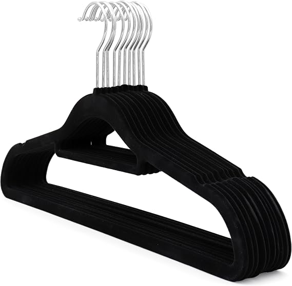 The Hanger Store - 40 Pack Velvet Non-Slip Coat Hangers for Clothes, Black