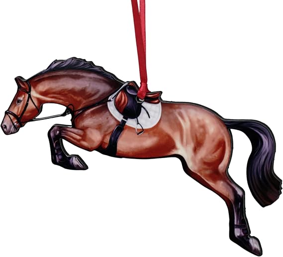 Hunter Jumper Horse Christmas Ornament, Sport Horse Jumping Decoration, Horse Gifts for Equestrian (Bay)