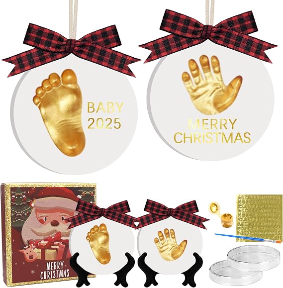 Baby Handprint and Footprint Keepsake Ornaments Kit | My First Christmas Ornaments | First for Newborn, Infant, Toddler, Boy & Girl (White)