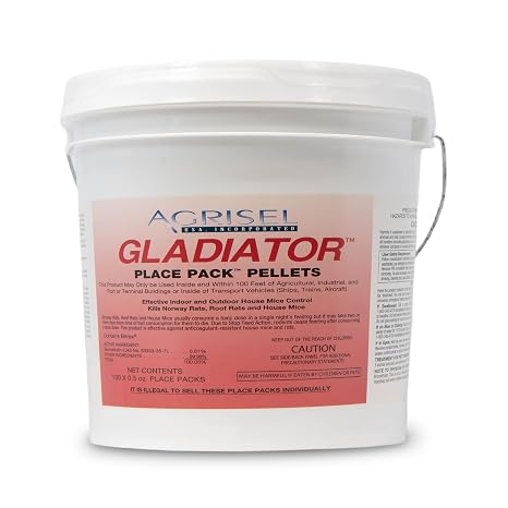 Agrisel Gladiator Rodenticide, Mouse Bait, Rat Bait, 130 Pellets (.5 oz)