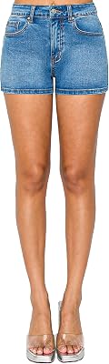 WAX JEAN Womens Basic Clean Hem Denim Shorts