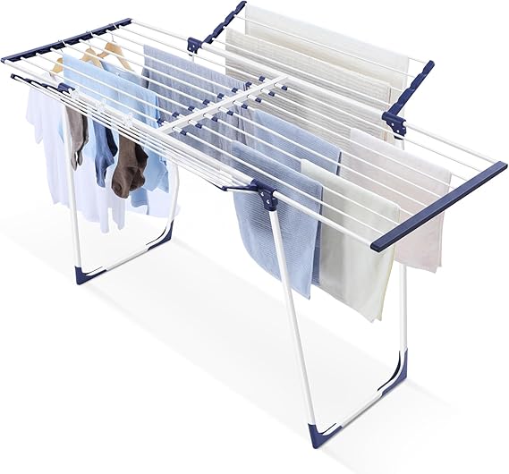 SYKIARIOL Clothes Airer Wing Clothes Airer Extendable Foldable White Extendable wings for large drying area - folds up to save space stable stand no tools required.
