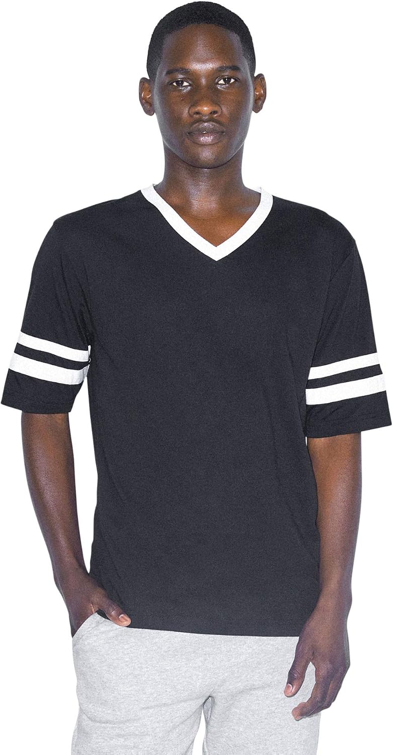 American Apparel Men's 50/50 Football V-Neck Short Sleeve Tee Shirt US XX-Large, multicolor black / white, 2 XL