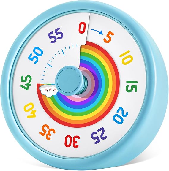 HIPPIH Visual Timer for Kids, 60-Min Silent Sound Rainbow Countdown Timer