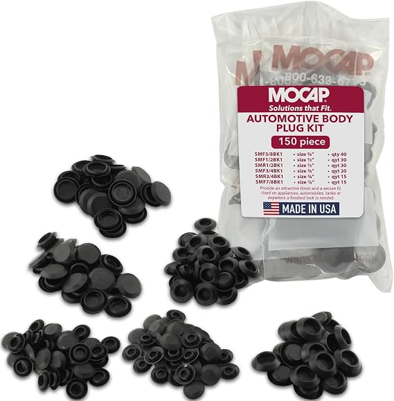 MOCAP Automotive Body Plug Kit - Snap-in Sheet Metal Hole Plugs - 150pcs