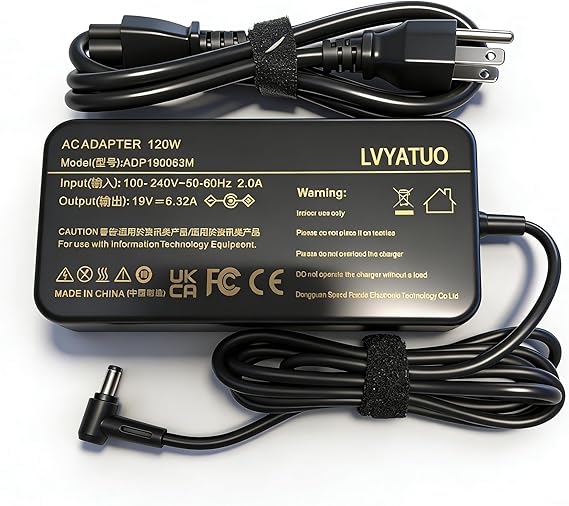 120W 19V 6.32A Power Adapter Fit for Asus Rog GL502VT GL502V GL502 GL502VT-DS71 N750 N500 G50 N53S N55 Gaming, PA-1121-28 A15-120P1A Charger