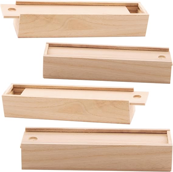 Baker Ross EC1247 Wooden Pencil Boxes (Box of 4) Plain Wood Pencil Boxes For Kids To Decorate,20cmx5cmx4cm