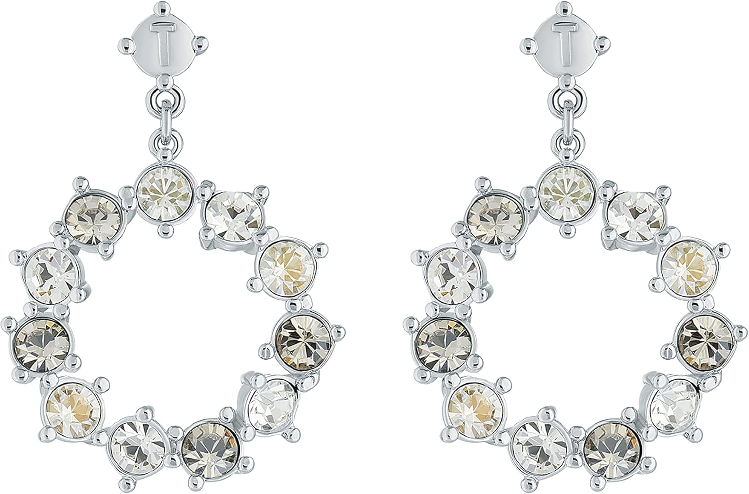 Ted Baker Crissty Large Crystal Hoop Drop Earring Silver ToneClear Multi Crystal