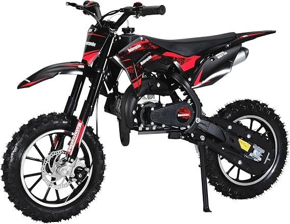 Kids Dirt Bike,50cc Dirt Bike for Kids and Adluts with Off-Rode Tire, Front Rear Disc Brakes, Shock Absorption Pocket Motorbike, Up to 25 Mph, (US Fast Arrial Today Shipping)