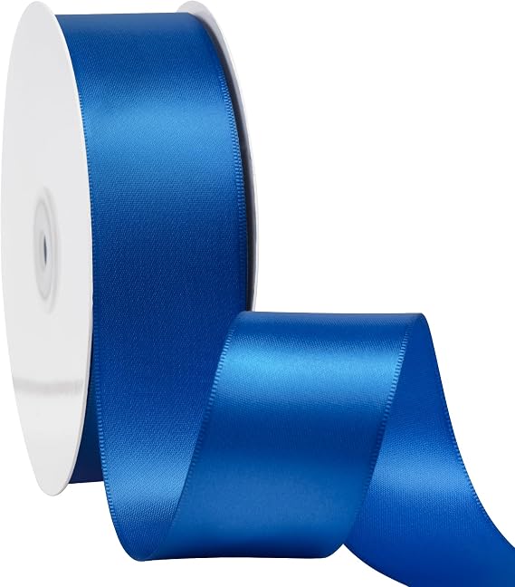 LIUYAXI Double Faced Blue Stain Ribbon, 2" X 50 Yards, Use for Gift Wrapping, Flower Bouquets, Bows Making, Wedding Decoration, Christmas