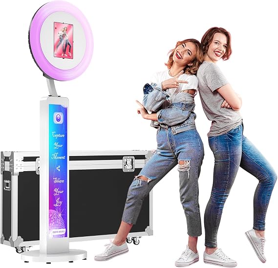 MWE Photo Booth with Flightcase, Ring Light, Logo Customisation, Support Software and Remote Control, Suitable for Parties, Weddings, Rentals, Youtube, Video, Tiktok Live (Light Box, White)