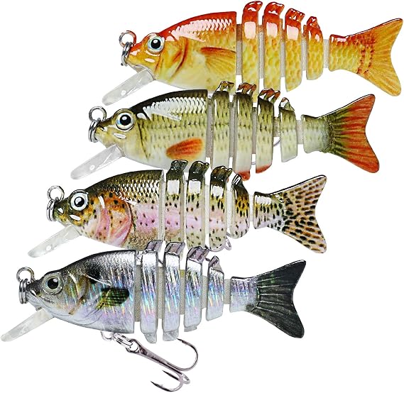 TRUSCEND Swimmax Easy Catch Fishing Lures with BKK Hooks, Wiggling, Vibrating, Rattling and Gurgling for More Bites, Heavy-Duty Dyneema Fiber Jointed Swimbaits for Bass, Trout, Crappie, Walleye, Pike